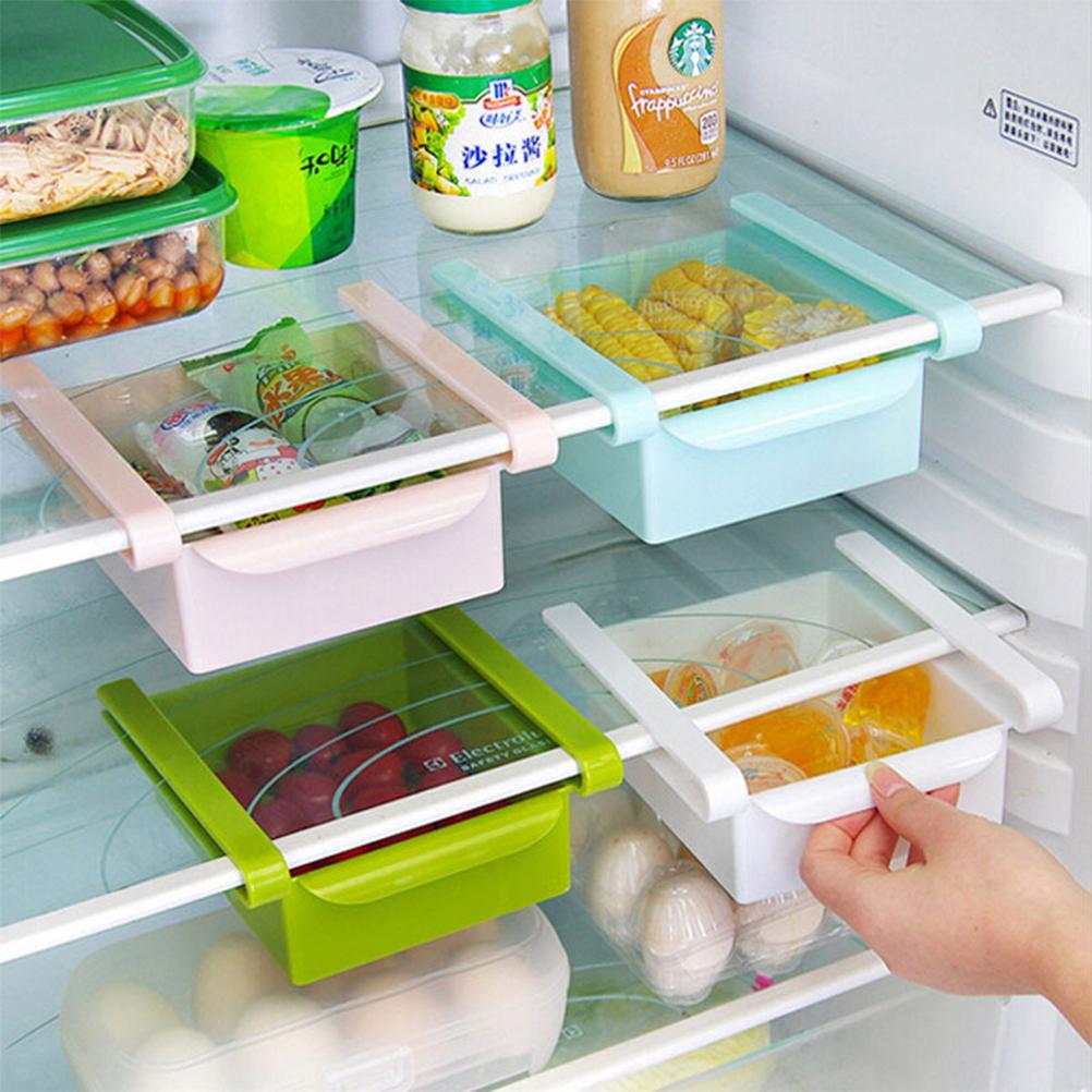 Slide Kitchen Fridge Freezer Space Saver Organizer Kitchen Slide Storage Rack Shelf Holder Drawer