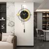 Home Decor Wall Clock Modern Design Wrought Iron Pendulum Clock Living Room No-Drill Silent Timepiece