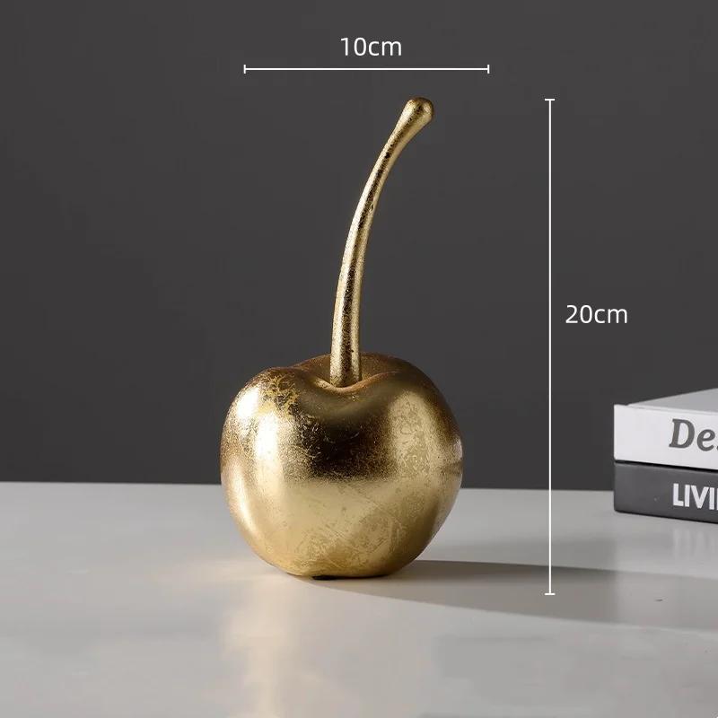Creative Resin Crafts Golden Apples Fruit Sculptures Apple Ornaments Cherry Decorative Figurines Home Decoration Accessories
