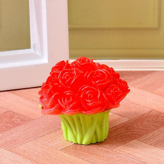Mini Resin Artificial Flower Miniature Dollhouse Flower Accessories Tiny Potted Plants Ornament for Micro Landscape Doll House Fairy Garden