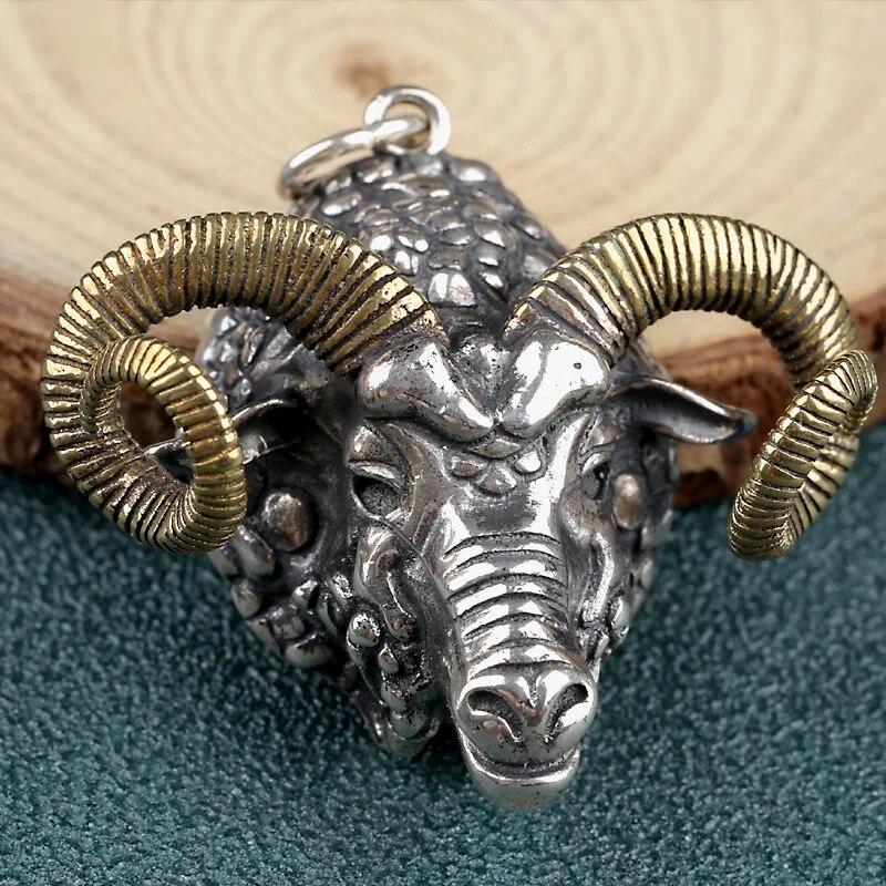 Collana con ciondolo a forma di testa di toro nordico punk retrò per uomo, gioielli classici con personalità animale