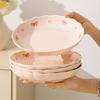 Bow Pattern Ceramic Plates Household 8 Inch Underglazed Colour Cream Wind High End Dinner Tableware Aesthetic Pink Deepen Dish
