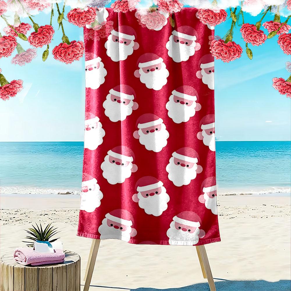 Jolly bearded holiday faces Print beach towel, quick drying, suitable for travel, outdoor sports, jogging, the beach and swimming, gift