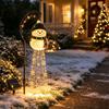 Christmas Ornament Garden Accents Solar Powered Light, Outdoor Metal Stake Snowman Bell Pendant Lamps Star Snowflake Waterfall String Lamp,