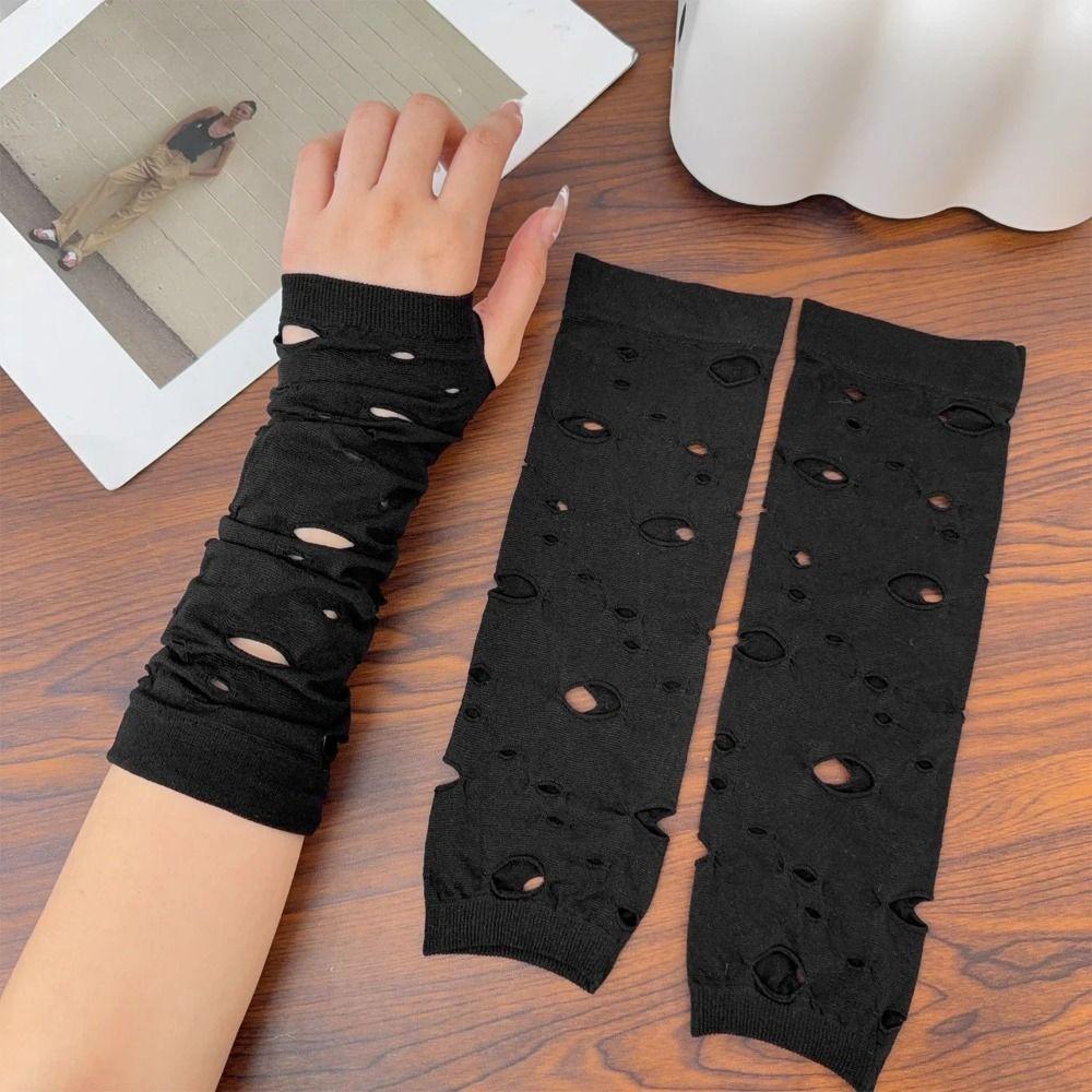 Long Length Gothic Gloves Fingerless Hollow Out Gloves Sexy Long Gloves Unisex