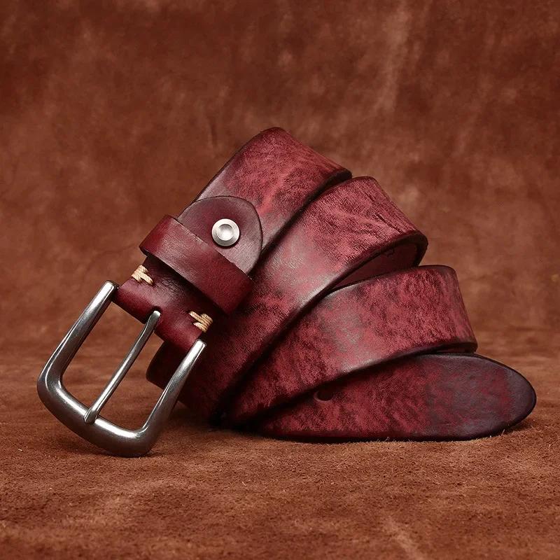 

3,8 см мужской высококачественный ремень из натуральной кожи, роскошные ремни с пряжкой из нержавеющей стали, матовые, утолщенные, из чистой коровьей кожи, мужские джинсы для мужчин 125cm