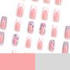 24 Pieces European and American Hot Girls Wear Nail Nail Pieces Medium and Long Flower White Edge Nail Piece Nail Piece Nail Piece Sticker Nail Piece