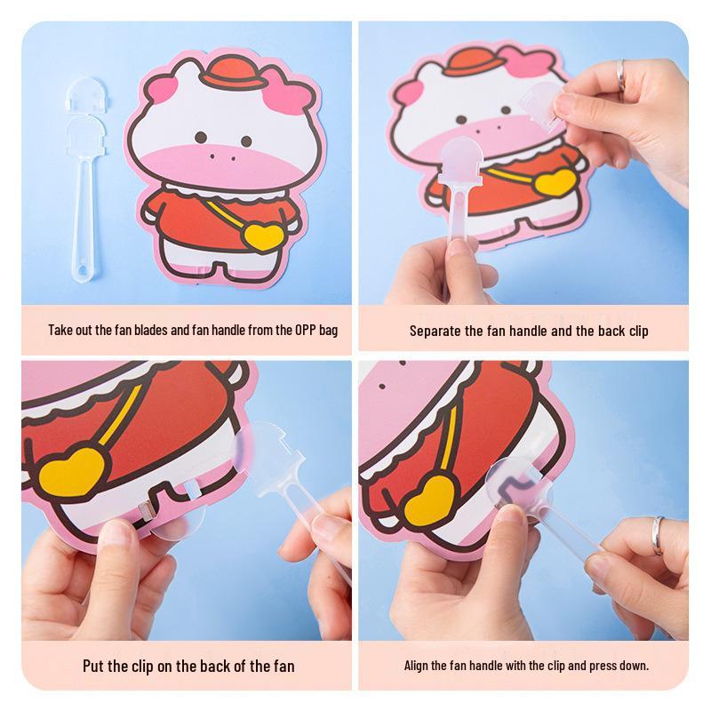 Creative Cartoon Animal Mini Folding Fan - Cute, Portable, Irregular Shape Fan for Kids and Students.