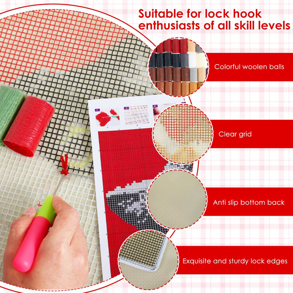 Animal Cat Style Latch Hook Rug Kit Pre Printed Bright Color Latch Carpet Making Kit for Adults Kids Beginners