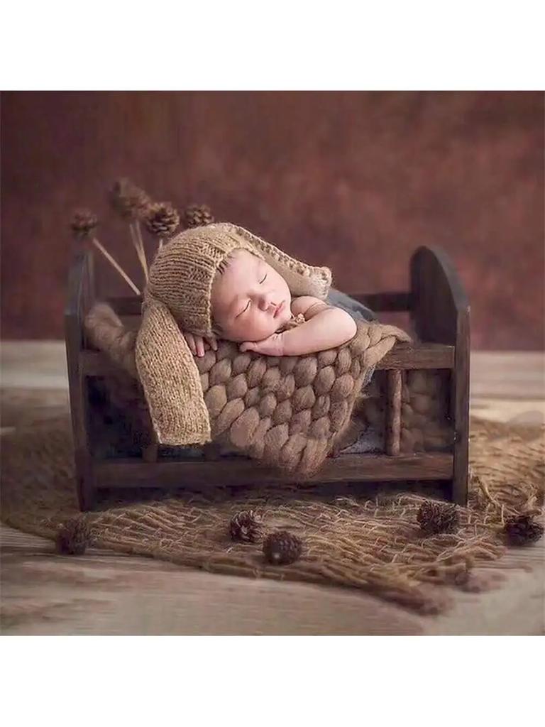 Neugeborenen Holz Fotografie Requisite Braun Kleines Bett im Retro-Stil Ideal für Baby Hundert-Tage-Shooting & Gedenkfoto-Requisiten