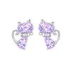 Luxury 925 Silver Pink Bowknot Stud Earrings Diamond Flower Heart Hoop Earrings for Women Sweet Fine Jewelry Gift