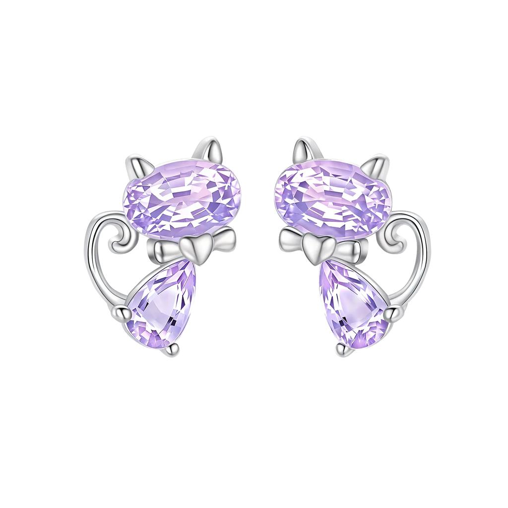 Luxury 925 Silver Pink Bowknot Stud Earrings Diamond Flower Heart Hoop Earrings for Women Sweet Fine Jewelry Gift