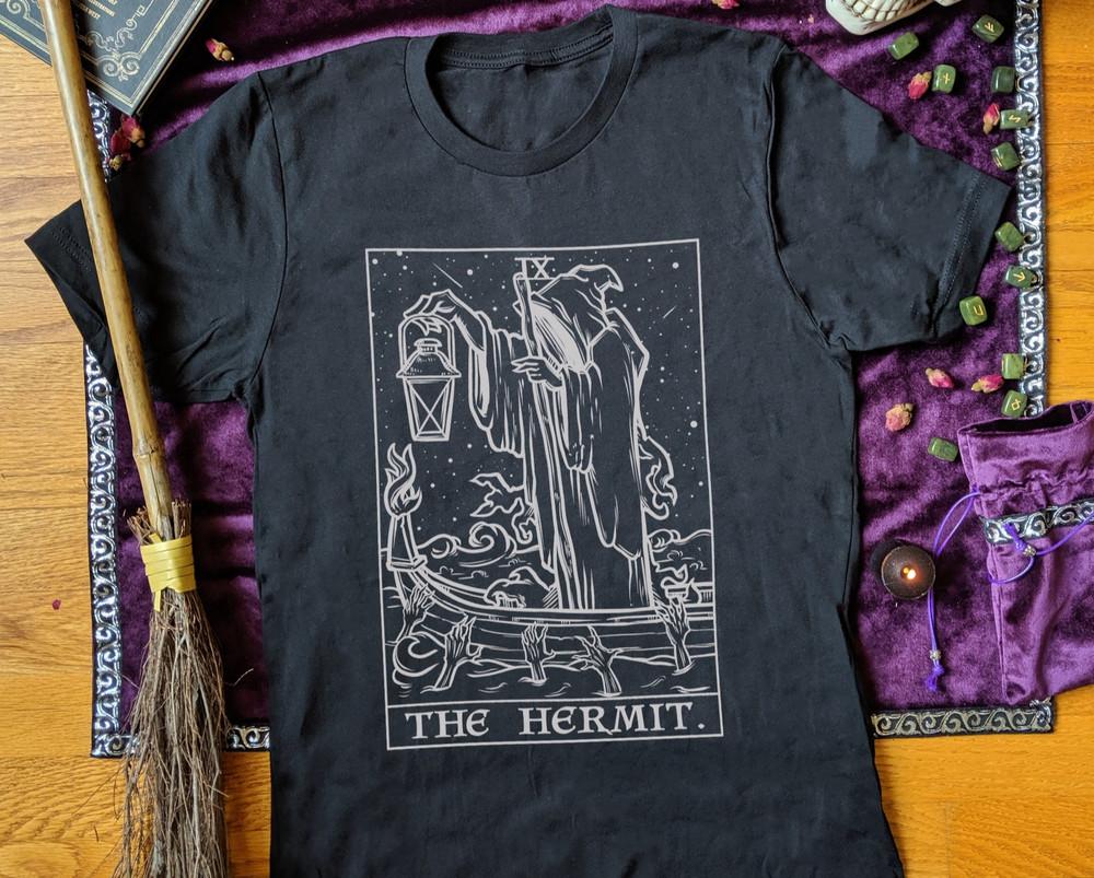 

The Hermit Tarot Shirt Grim Reaper Goth Horror Occult Halloween Unisex Tee S