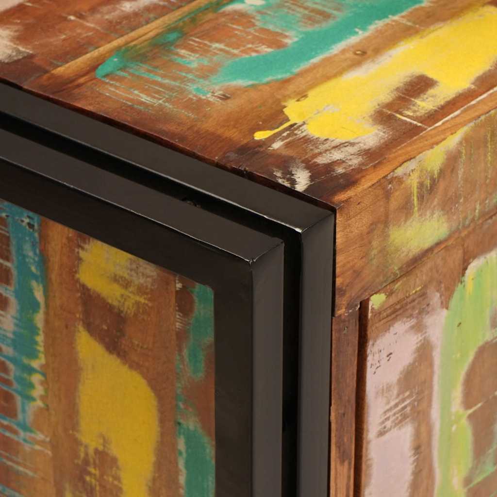 Washbasin Cabinet Multicolored Solid Upcycled Wood
