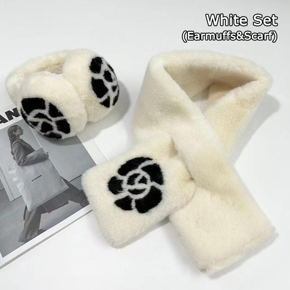 Camellia Warm Earmuffs Collar Shawl Neck Warmer Plush Fur Scarf New Ear Cover  Women