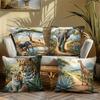 1/4pcs African Wildlife Safari Throw Pillow Covers Wild Animal Leopard Elephant Giraffe Home Decor Cushion Cover