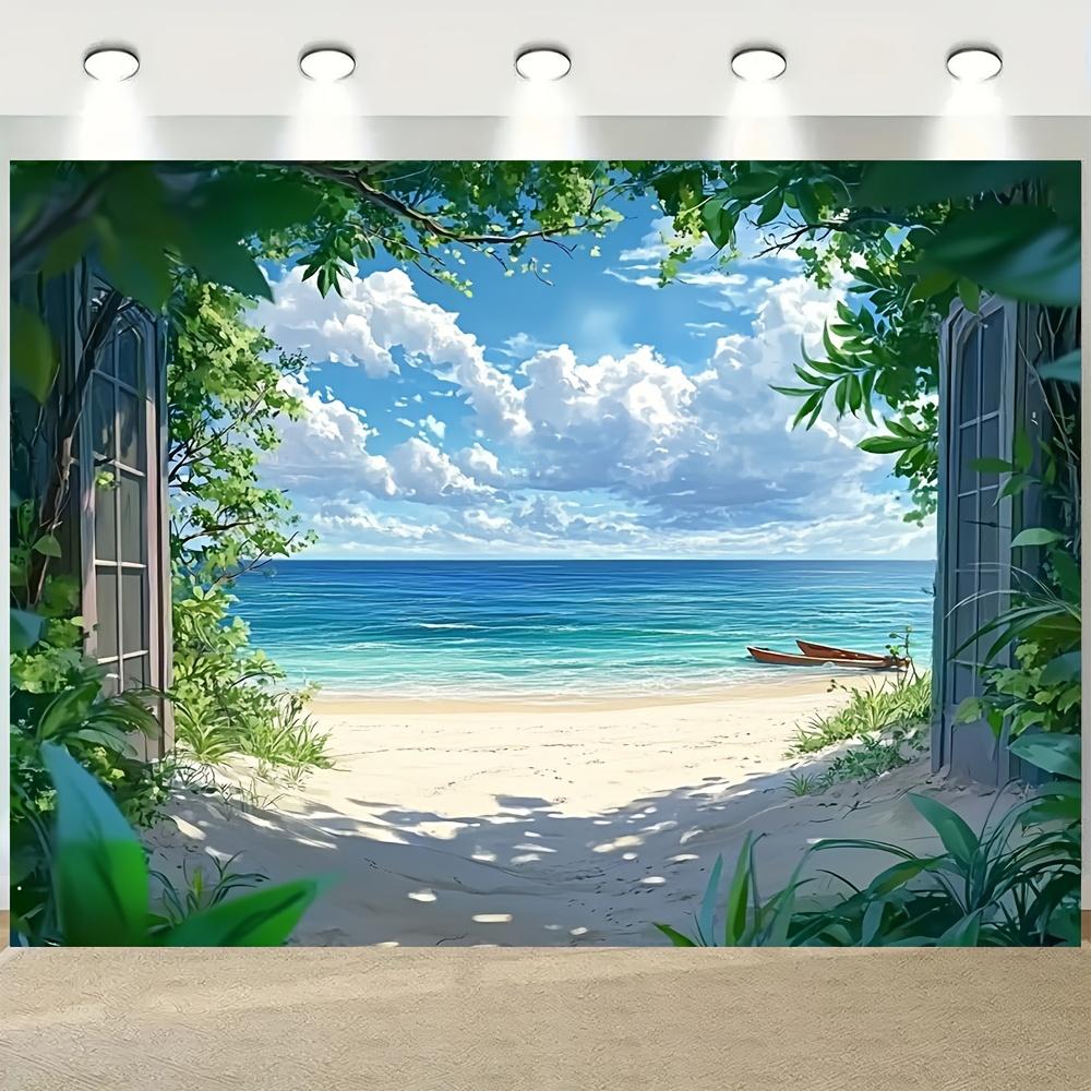 1 piece, beach themed background, tropical seaside scenery, suitable for indoor and outdoor decoration in various occasions