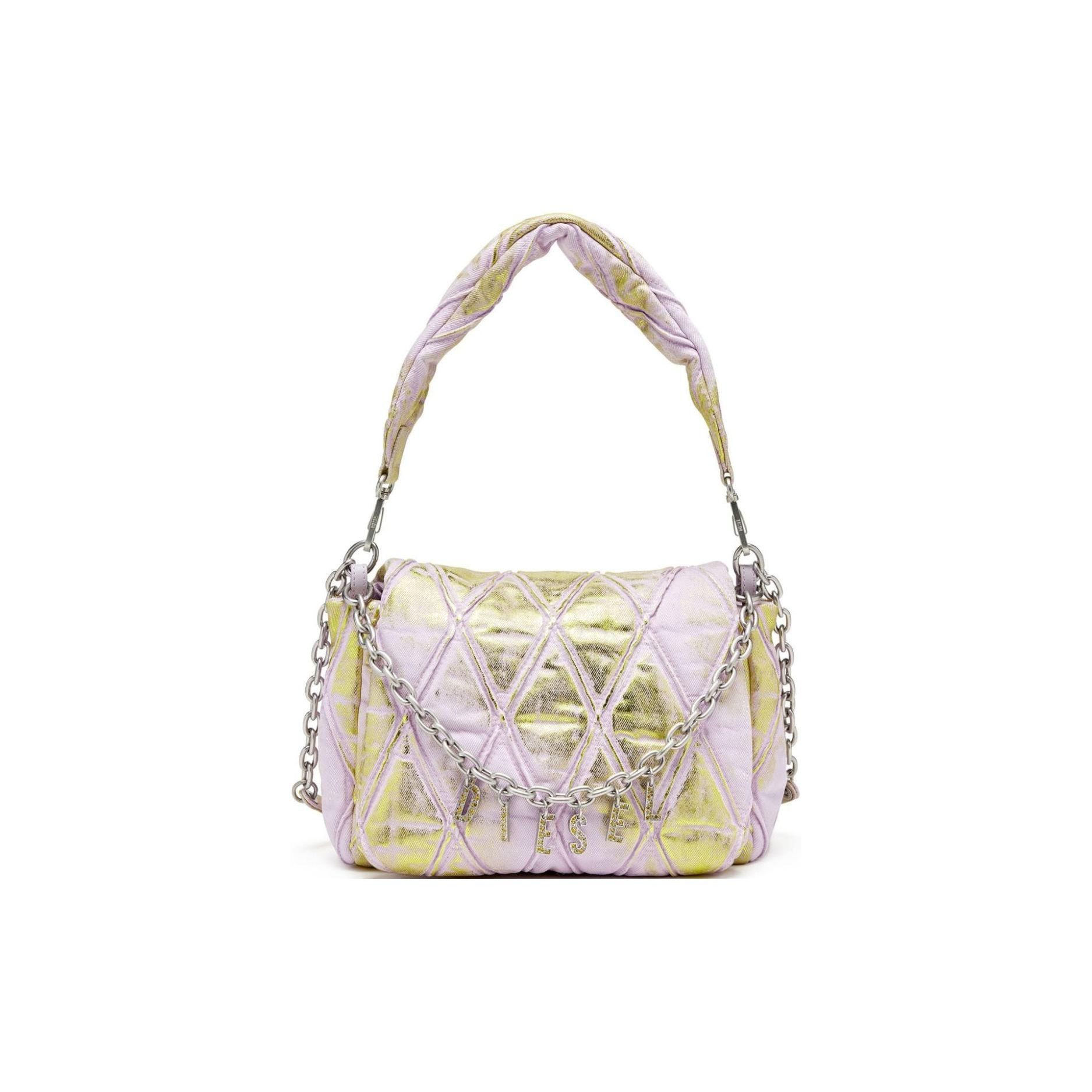 

DIESEL Charm-D Silver Hardware Cotton Shoulder Bag Women bags Light-Pink X09596P6681HA295 Basic Set (Bag+Dust Bag)