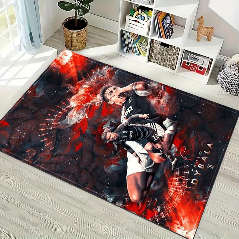 Dybala Football Star Art Collage Print Area Rug Non‑Slip Rectangular Floor Mat Soccer Fan Gaming Room Home Decor