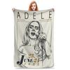 Flannel Throw Blanket Cool Singer Adele Tour 2024 Music Album Warm Plush Blankets Soft Bedding for Bed Living room Travel Couch