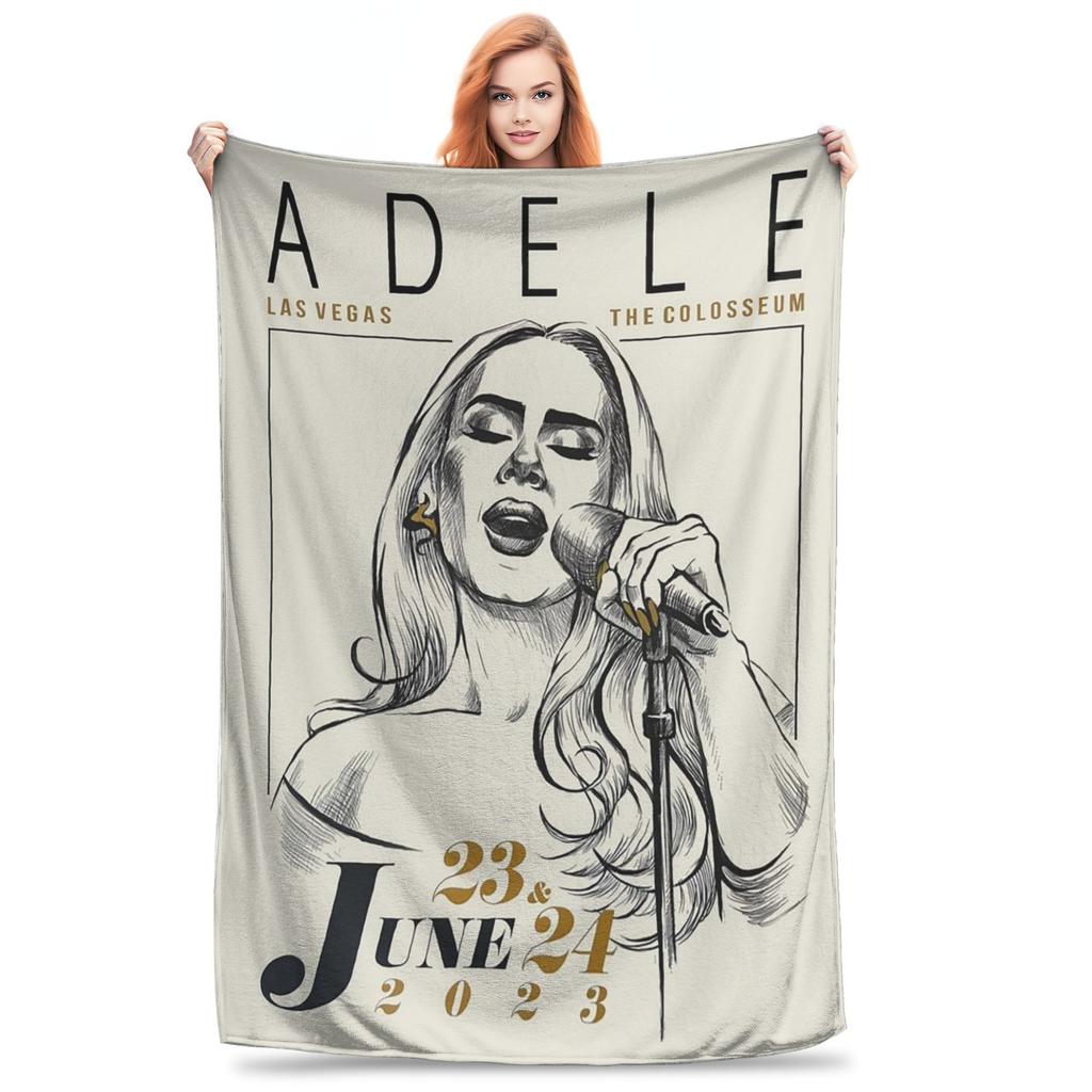 Flannel Throw Blanket Cool Singer Adele Tour 2024 Music Album Warm Plush Blankets Soft Bedding for Bed Living room Travel Couch