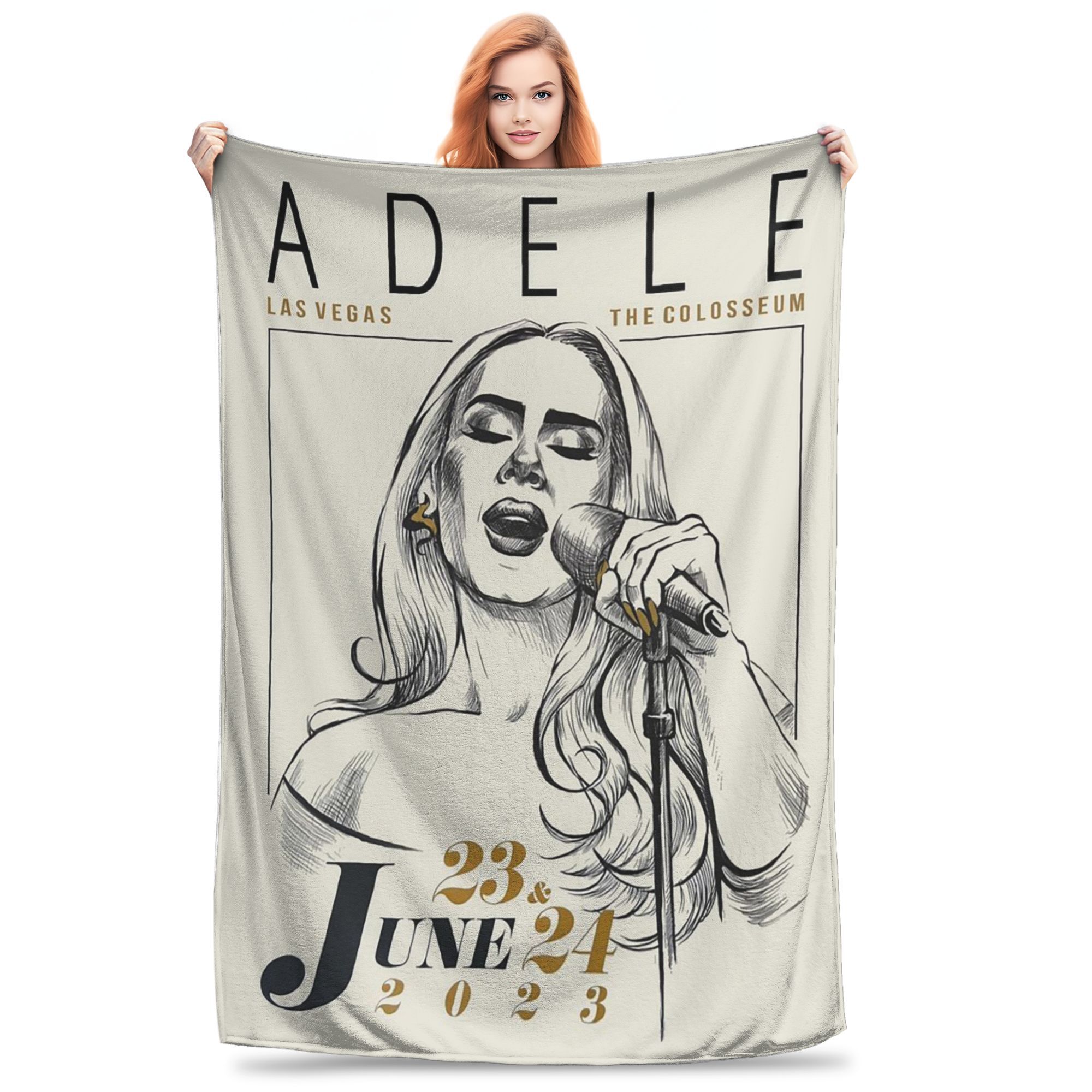 Flannel Throw Blanket Cool Singer Adele Tour 2024 Music Album Warm Plush Blankets Soft Bedding for Bed Living room Travel Couch 75x90cm