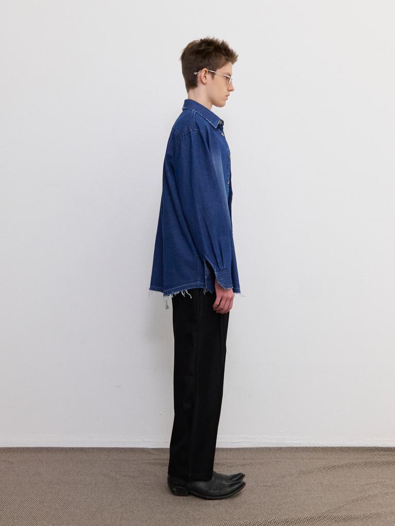 FRAGE A-Sic Pintuck Wide Straight Slacks - Black Indigo