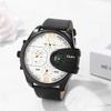 Men's Watch PU Leather Band 3 Time Zone Display Analog Display Quartz Waterproof Compass Design Large Dial Sports Watch Outdoor Easy To Read Casual