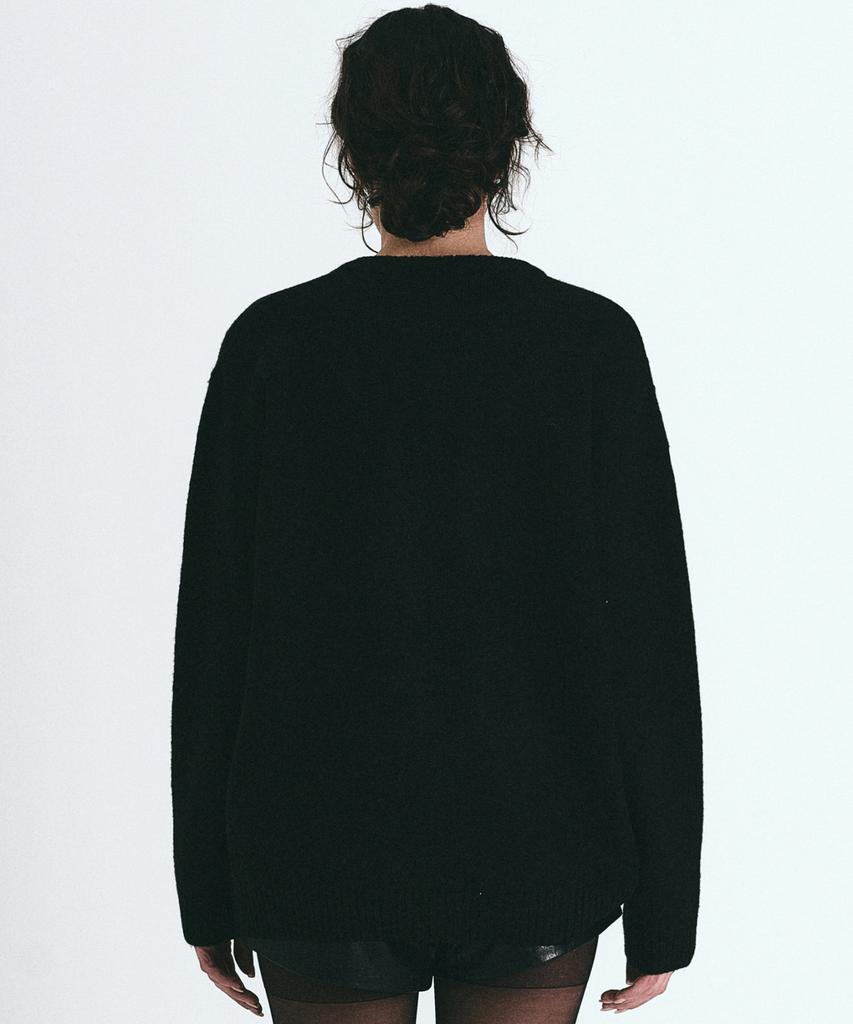 Nigaennikol [Essential] Classical Soft V Sweater_Black