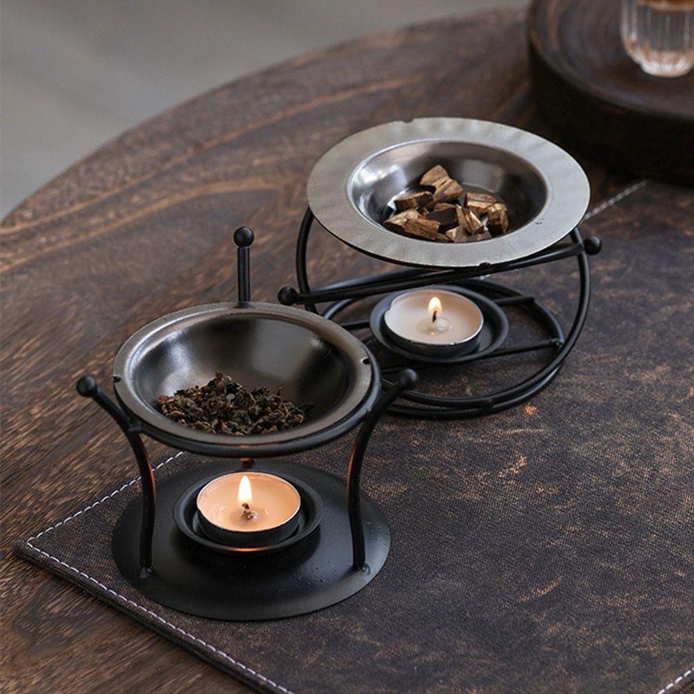 Creative Essential Oil Warmer Portable Retro Metal Incense Burner Hollow Out Polygon Candle Heating Holder Bedroom Use 7