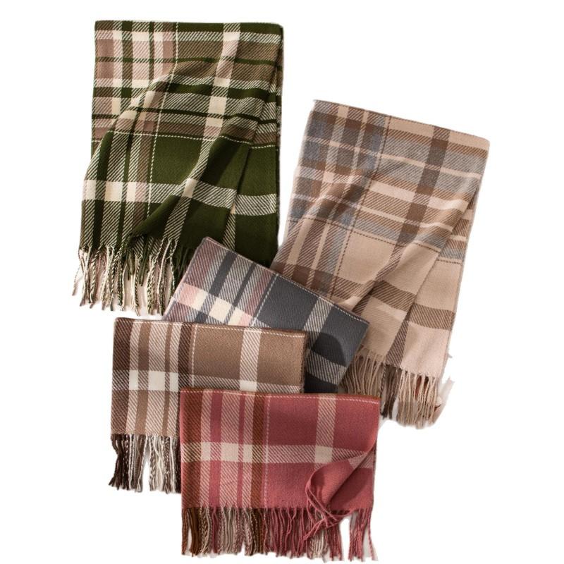 Womens Plaid Scarf Winter Thick Warm Knitted Shawl