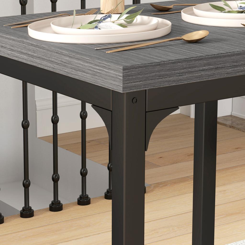 Three-Piece Minimal and Compact Dining Set, Grey Wood Effect