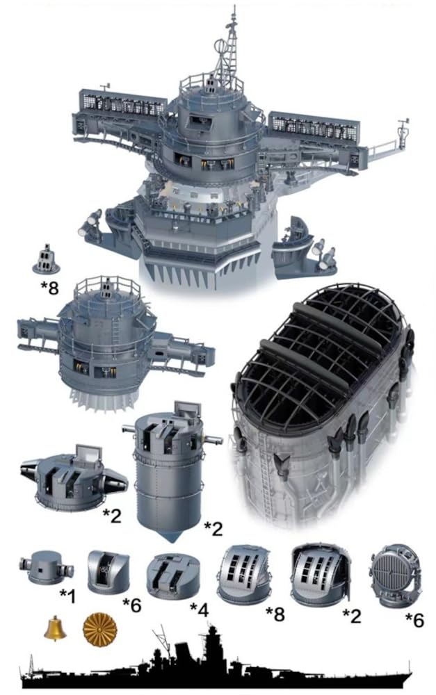 Bunker Studios 1/700 Japanese Navy Battleship Yamato Detail-Up Set A 1945 Operation Ten-Go Value Pack (for Pit-Road) Plastic Model Parts BSTIJN70100A