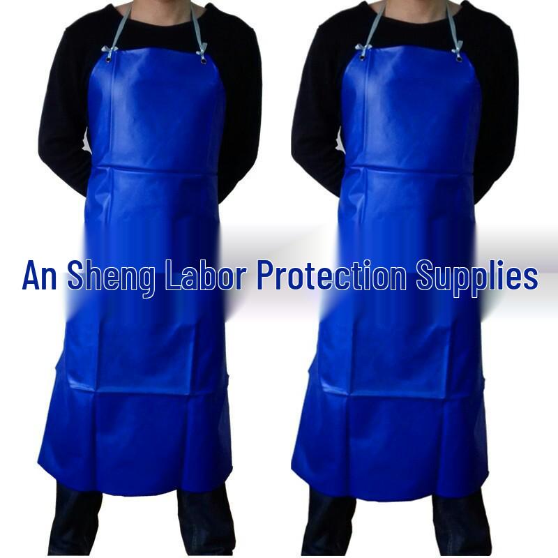 Blue Thickened PVC Waterproof Apron: Oil & Acid-Resistant, Sleeveless, Ideal for Adult Hospitality Work.