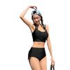 Korean retro strap hot spring bikini swimmer women with small breasts gather, slim body to cover belly, triangle high waist split sports wind