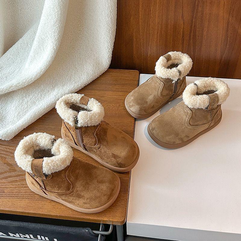 Warme Baumwoll-Kamel-Schneestiefel für Babys und Mädchen - Winter 2025 Edition mit zusätzlichem Samtfutter