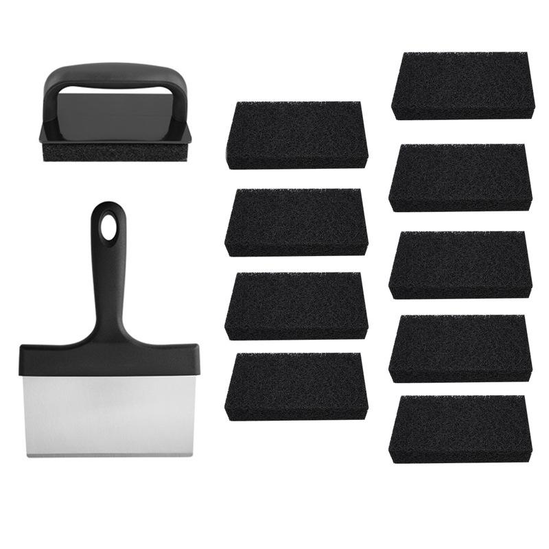 LMETJMA 12-teiliges Blackstone Grillplatten-Reinigungsset, Grillzubehör für flache Grillplatten, Reinigungswerkzeug-Set, Grillplattenschaber, Scheuerschwämme, JT268