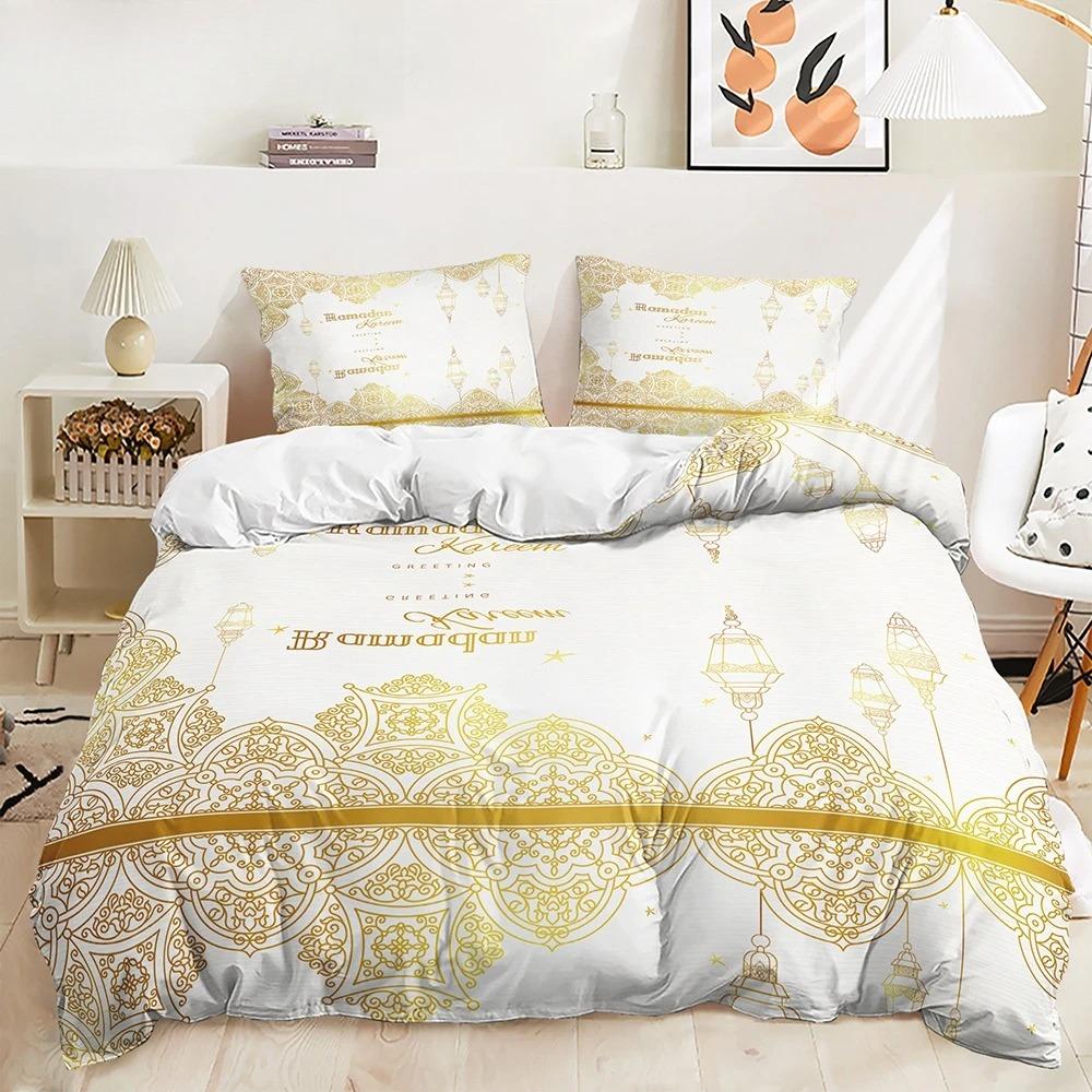 Stars And Moon Duvet Cover Twin King Muslim Ramadan Festival Bedding Set Microfiber Lamp Comforter Cover For Teen Adult Decor