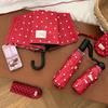 New Korean small polka dot folding umbrella sunscreen ultraviolet vinyl parasol weather and rain portable sun umbrella