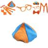 Disfraz de Blippi con tirantes ajustables de color naranja brillante y sombrero