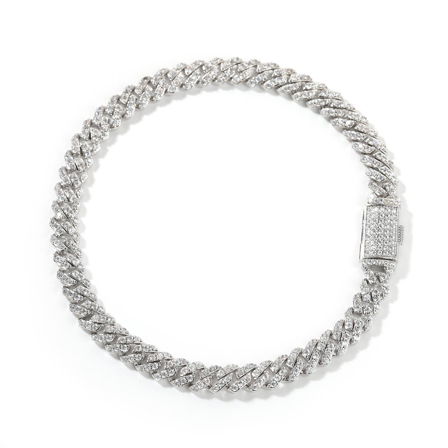 Популярная личность простая 6-миллиметровая ромбовидная браслет, тренд ювелирных изделий высокого класса Кубинский браслет 7Inch（18cm）