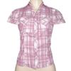 European and American Cross-Border Retro Blue and White Plaid Short-Sleeve Shirt with Buttoned Collar and American-Style Waist-Cinching Short Top