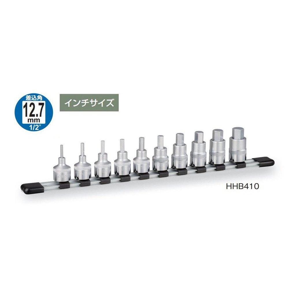 Tone Hexagon Socket Set 10 Pieces (TONE) (with Holder) HHB410, 12.7mm (1/2") Drive,
