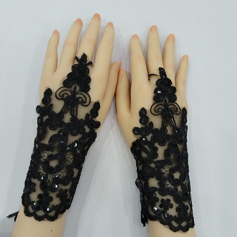 Elegant Lace Bridal Fingerless Gloves Women Fashion Short Gloves for Wedding Party Opera Prom Halloween