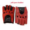 100% Genuine Leather Half-Finger Gloves for Men, Made from Genuine Sheepskin, Red/Brown/Blue, for Driving and Riding,