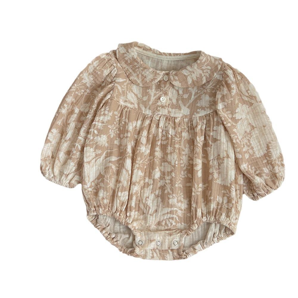 Spring New Baby Girls Bodysuit Edition Baby Fragmented Flower Newborn Bag Going Out Climbing Clothes