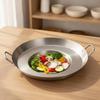 Uncoated Stainless Steel Grill and Fry Pan Induction Compatible Round Concave Frying with Two