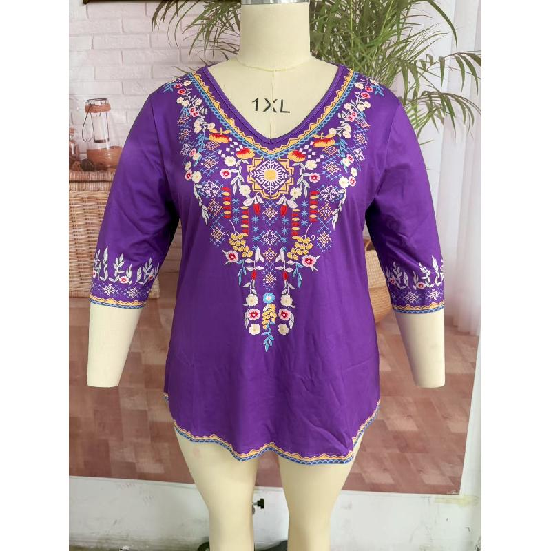 2026 New Printed Short-Sleeve Top Fashionable Summer V-Neck Women's Casual T-Shirt