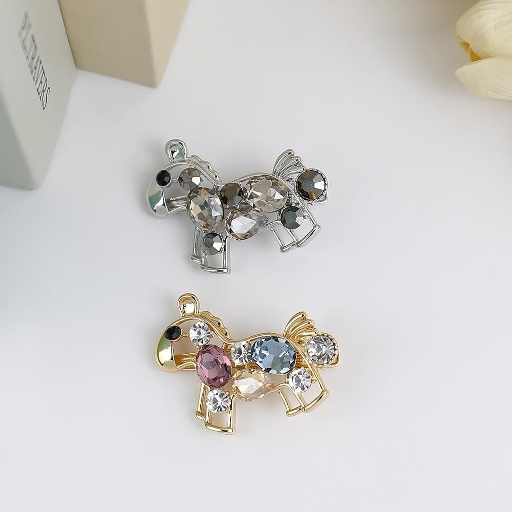 Zinc Zinc Zinc Alloy Horse Hairpin Colored Rhinestone Edge Clip Cartoon Hair Clip  Girls Hair Accessories