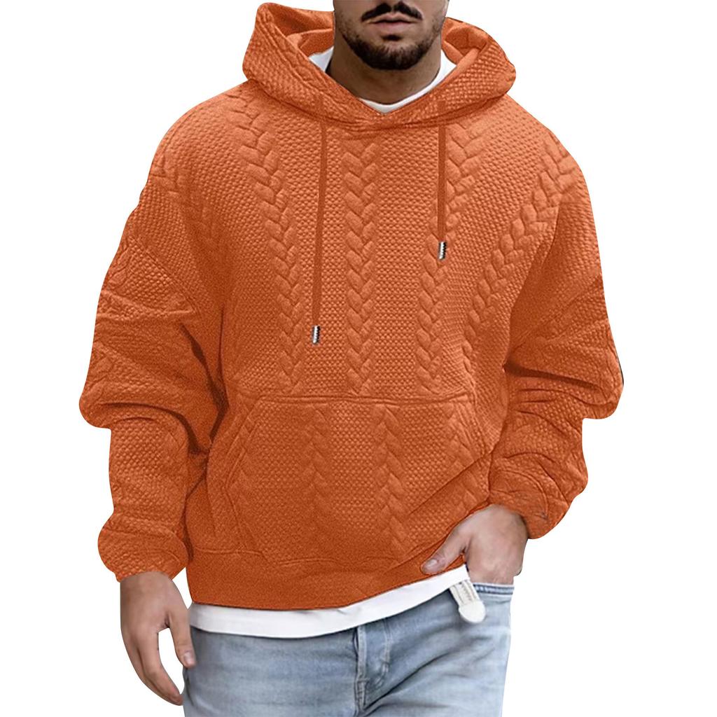 Men's Casual Solid-color Long-sleeved Hooded Pullover Hoodie